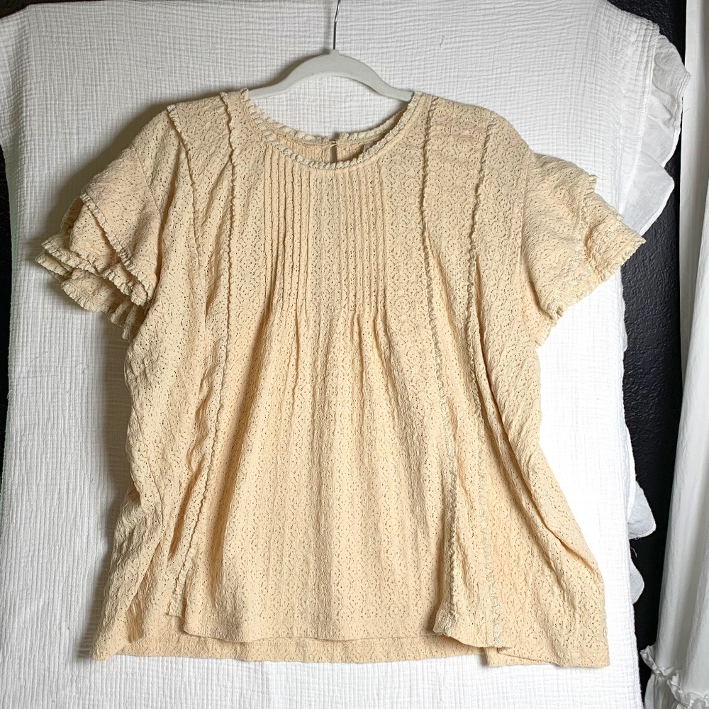 XL cream Boho top By Anthropologie, romantic, cottage core, garden core cute
